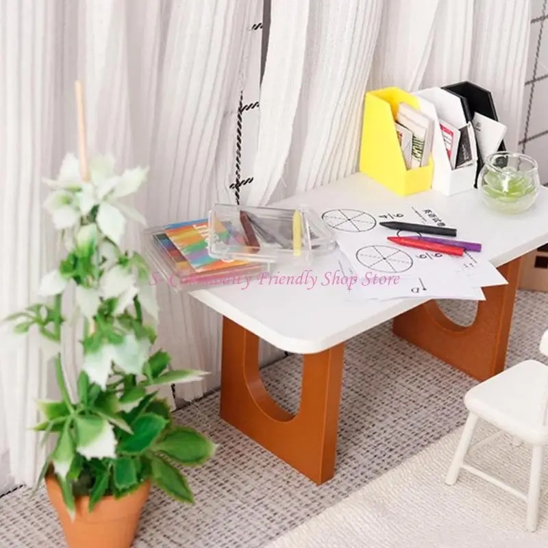 

85AE Relaxing Mini Doll Furniture Table For Family Interaction Wooden Scale Model
