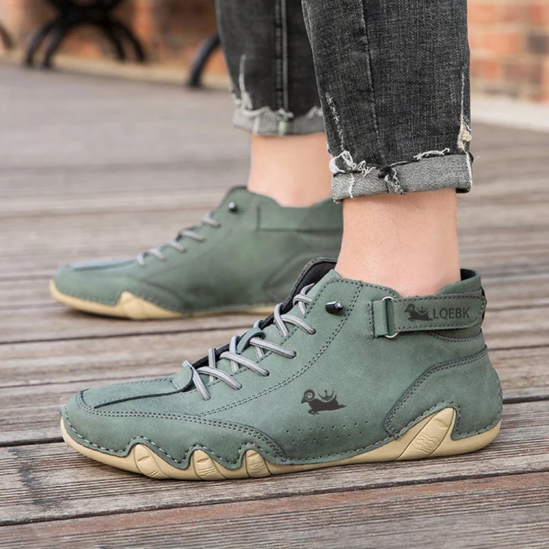 Leather Shoes For Men Casual Sneakers 2023 Waterproof Motorcycle Ankle Boots Italian Brand Men Shoes Luxury High Quality Loafers