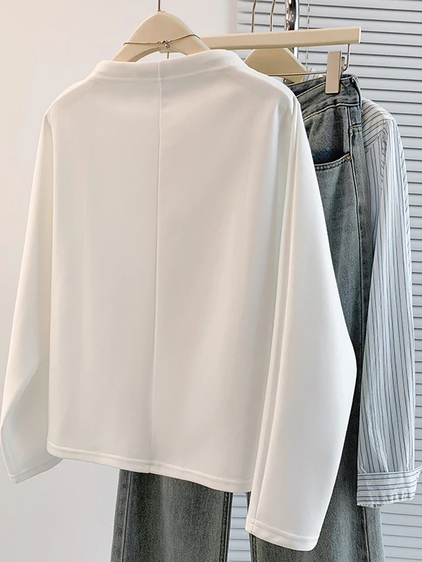 أصيلة الخريف الشتاء Batwing Sve جولة Ne هوديي Tirt عارضة تنوعا مريحة طويلة Sve المرأة الشارع الشهير