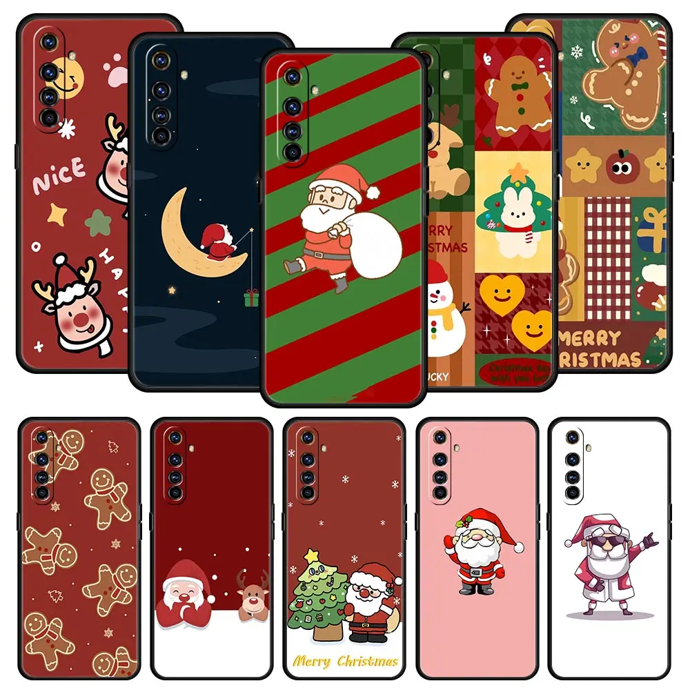 Funny Cartoon New Year Christmas Case For Realme 12 11 10 9 8 5G 7 6 GT5 GT3 Pro C21 C25 C35 For Realme GT Neo 2 3 3T 5 Cover