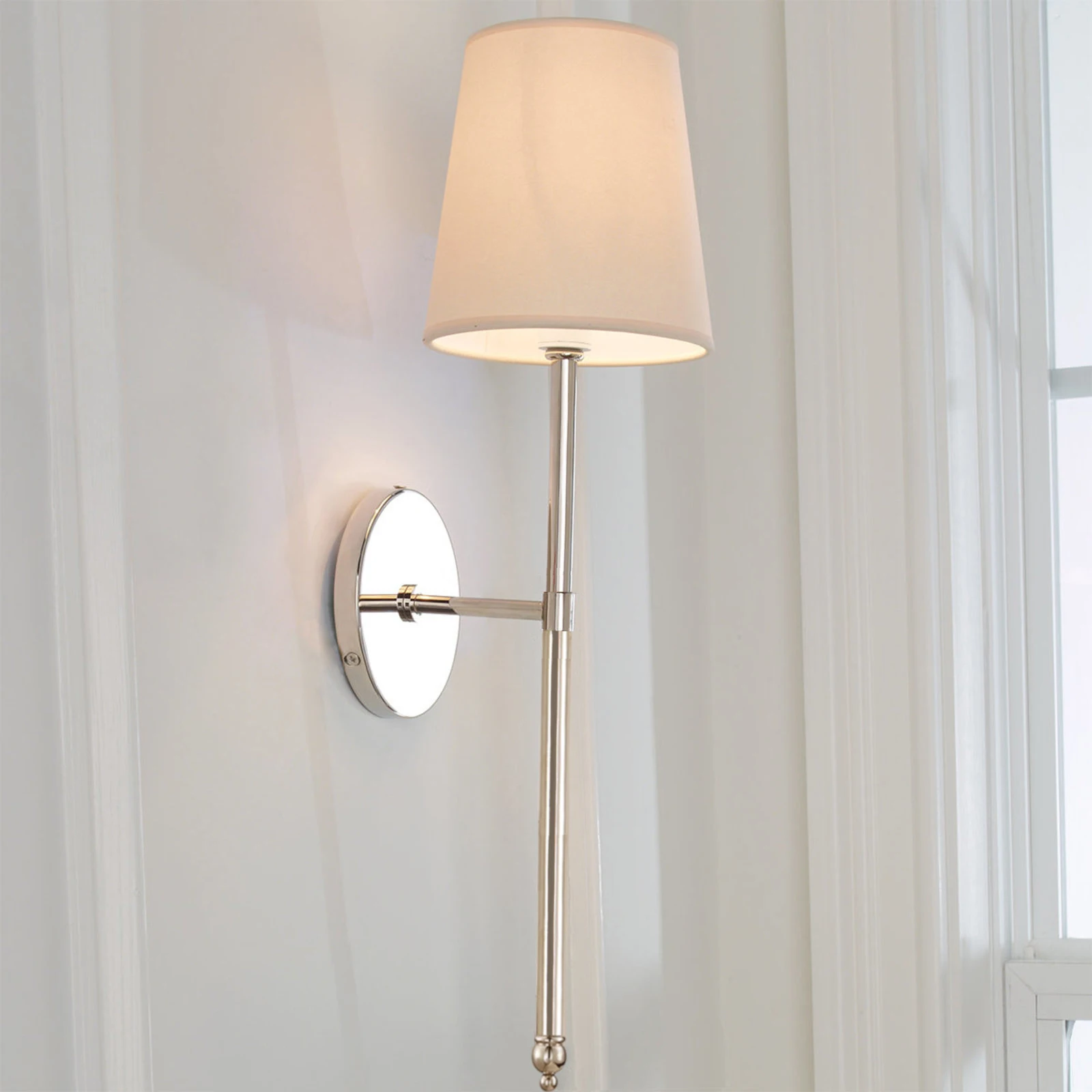 Nordic Long Pole Fabric Wall Lamp Bedside Bedroom Lamp Living Room Wall Decoration Mirror Front Light