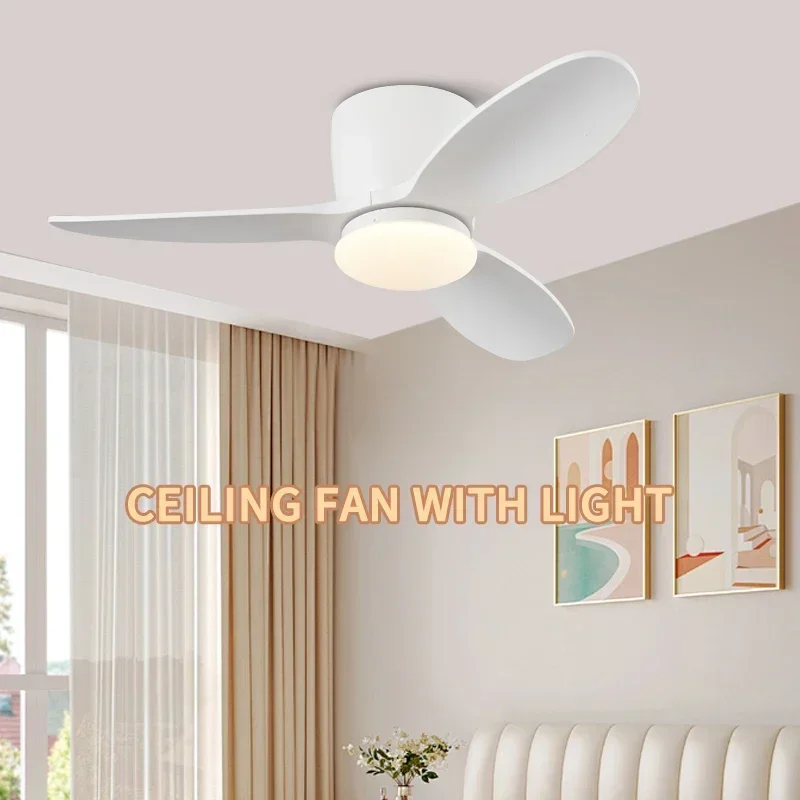 

LED Modern Low Floor Ceiling Fan Light with Remote Control, Living Room, Bedroom, Dining Room, Silent Ceiling Fan Pendant Light