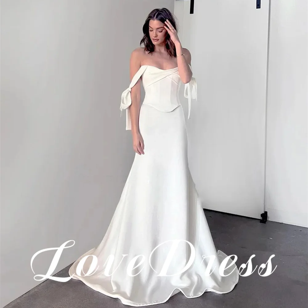 Love Sexy Spaghetti Straps Mermaid Stain V-Neck Wedding Dress Simple Floor Length Pleats Sleeveless Bridal Gown Customized