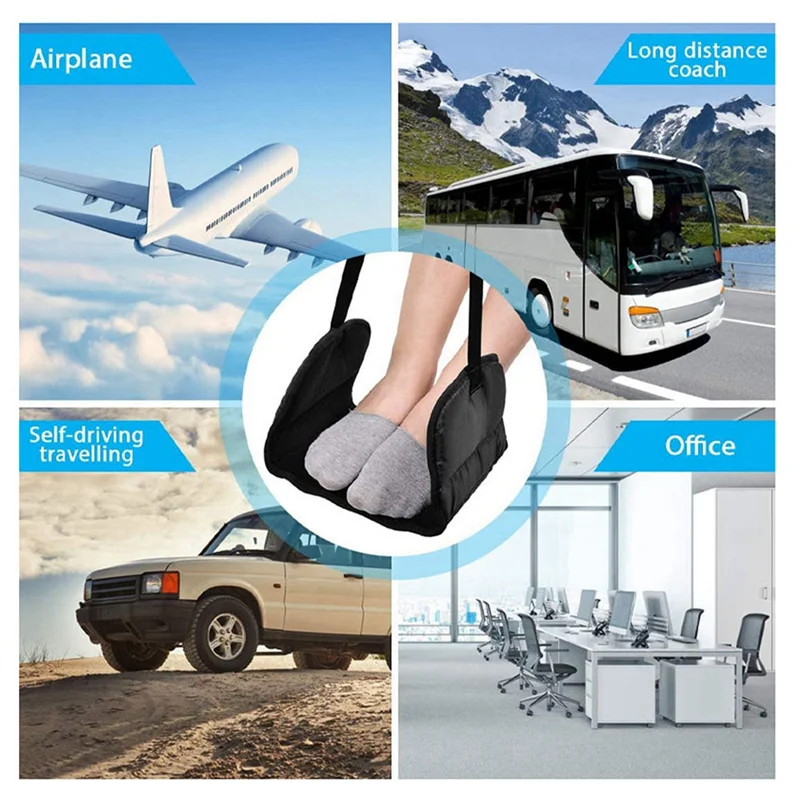 

ABWP-Airplane Foot Hammock, Foot Rest For Under Desk At Work, Length Adjustable Airplane Foot Rest, With Eye Mask
