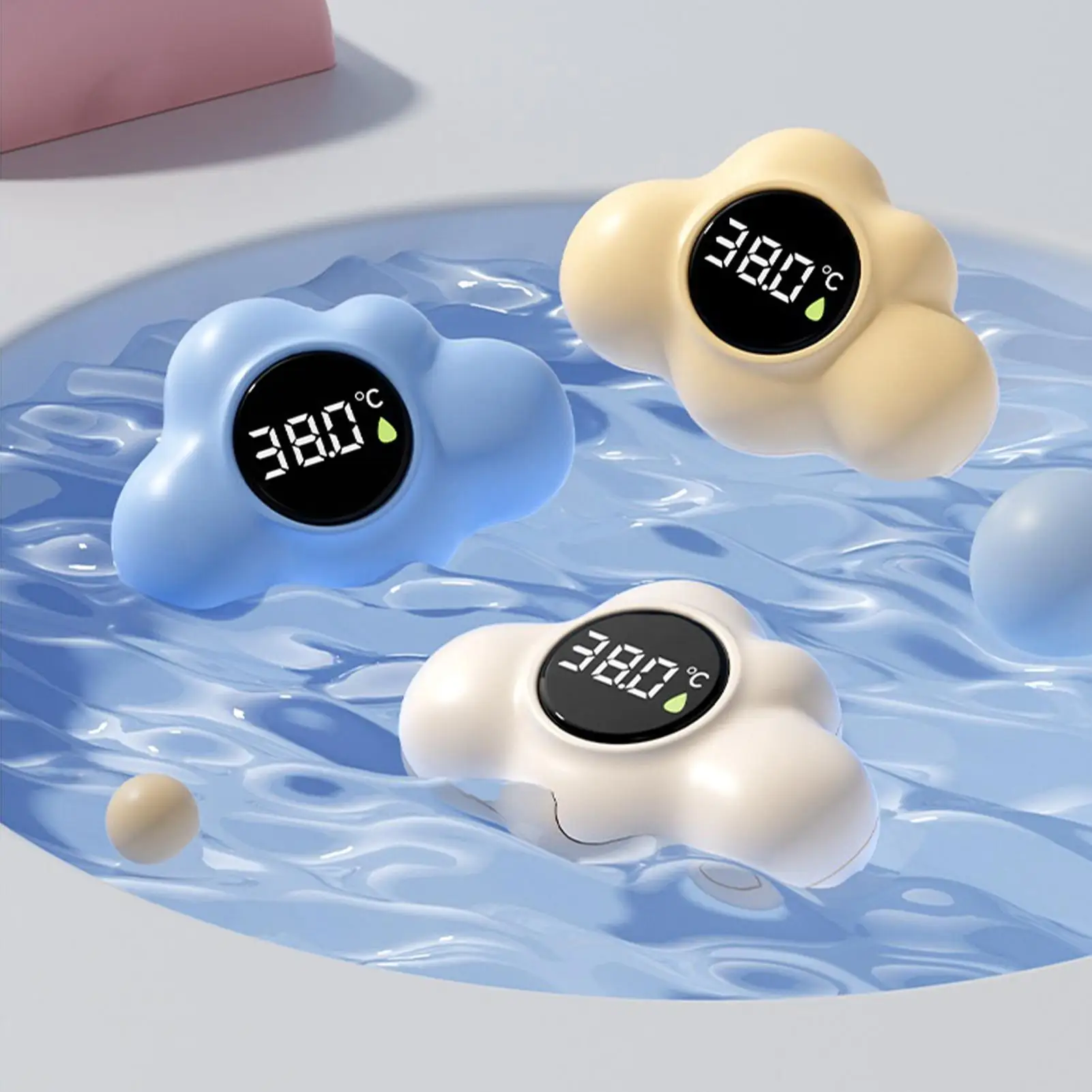 Baby Bath Thermometer Floating Water Thermometer Cloud Shape Digital Temperature Gauge LED Display for Kids Safety Shower