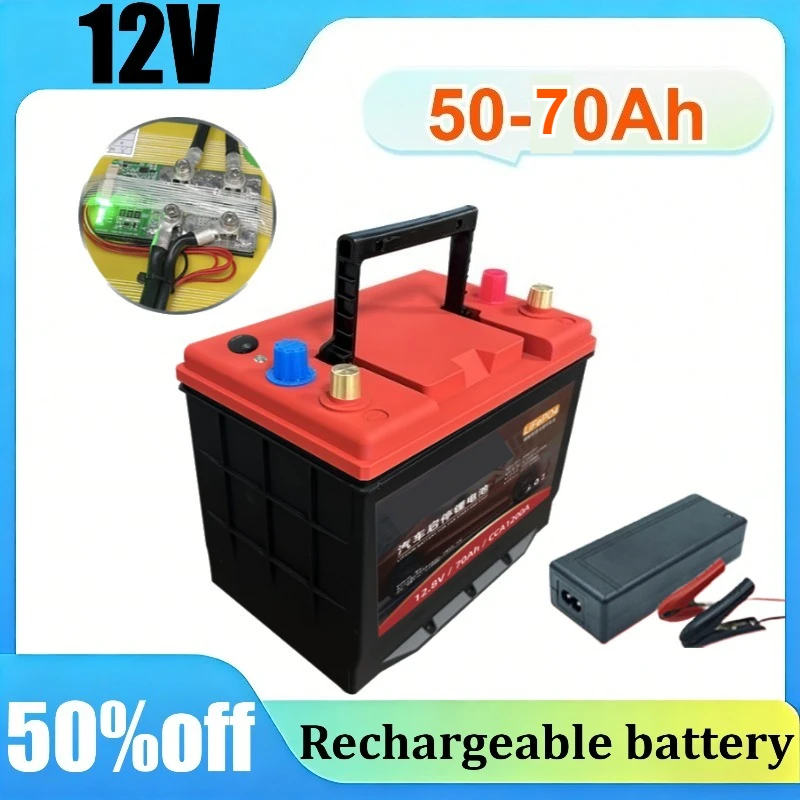 

12V LiFePO4 80Ah Car Rechargeable Battery Start Stop Maintenance-Free Low Temperature Heating Power Indicator Smart Protection