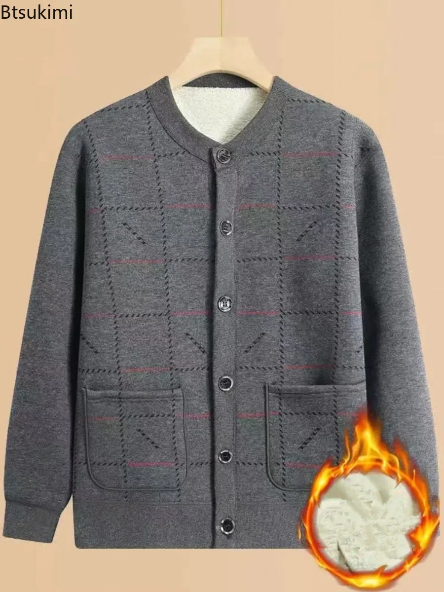 الرجال الموضة في منتصف العمر معاطف الكشمير الخريف والشتاء رشاقته الدافئة فضفاض جاكيتات للرجال الجولة الرقبة ملابس خارجية غير رسمية الذكور #2