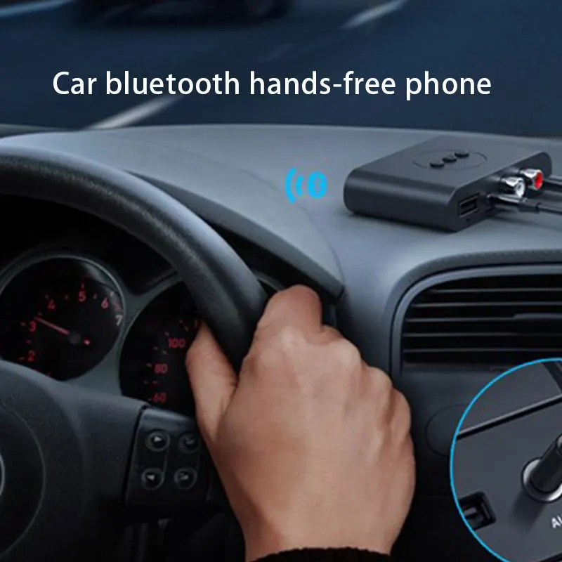 Pemancar penerima Bluetooth 5.0 mobil, Aksesori Mobil 3.5mm AUX NFC ke 2 adaptor Audio RCA