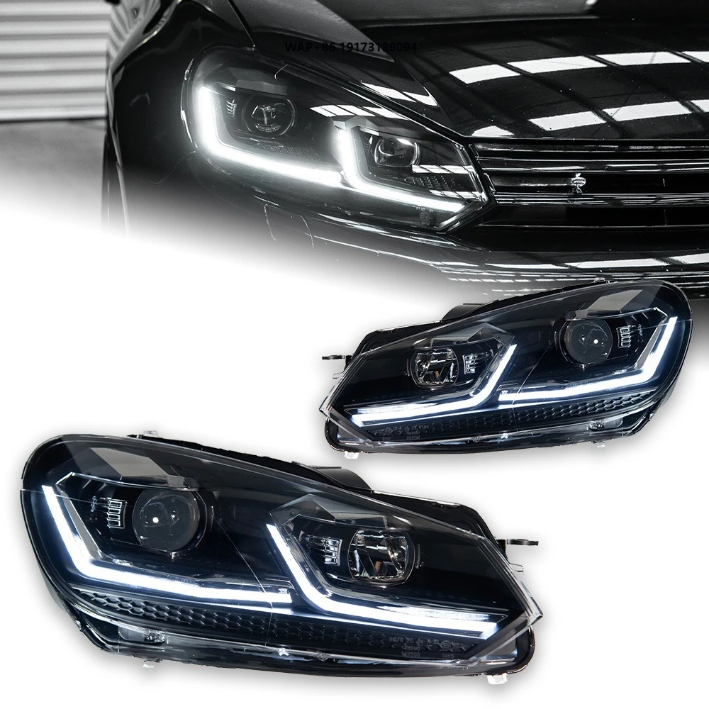 Car Lights for Golf 6 2009-2012 R20 Golf6 MK6 LED Dynamic Headlights Modification Upgrade DRL Tear Eyes Design Turn Signal Lamp