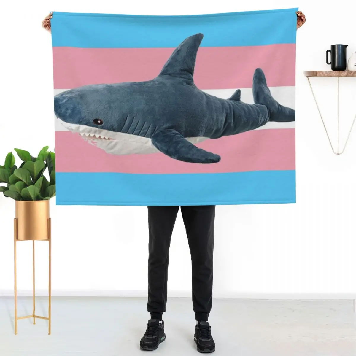 BLAHAJ SHARK TRANS FLAG Throw Blanket Comforter blankets and throws Decorative Throw Hairys Luxury Throw Softest Blankets