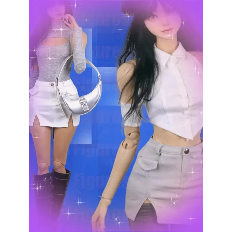 

【Only Clothes】1/3 1/4 Female Tight Sleeveless Vest Blouse Hollowed Bust Jumpsuit Split Mini Skirt for BJD Action Figure Model