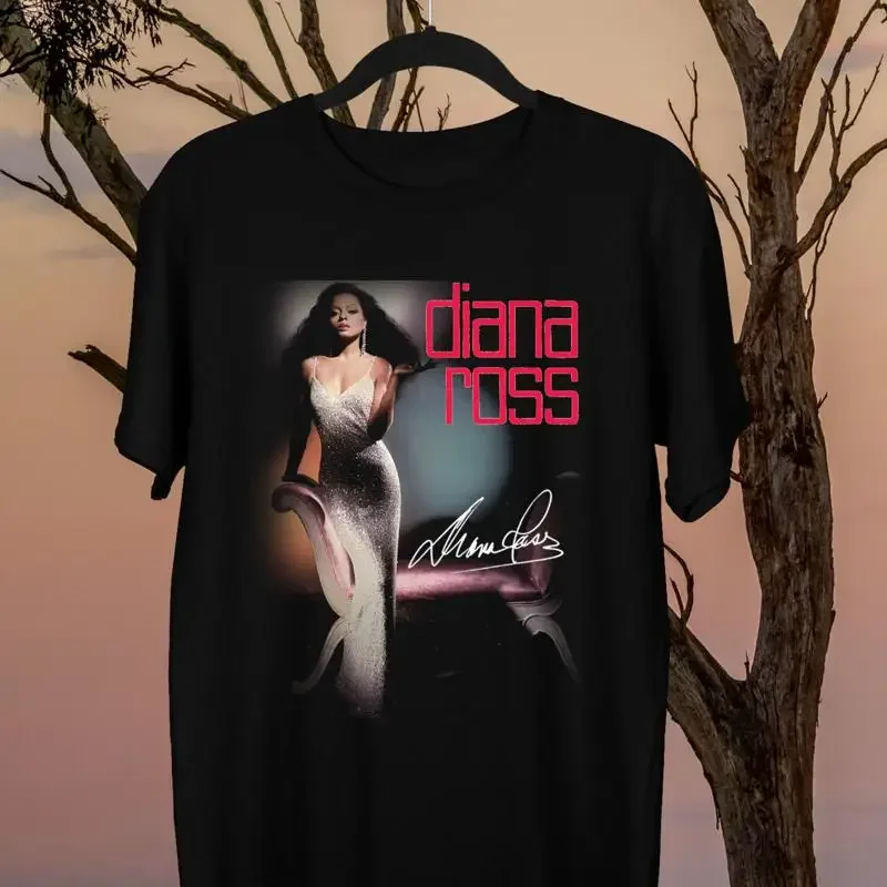 Diana Ross Photo Signature Black Cotton T Shirt