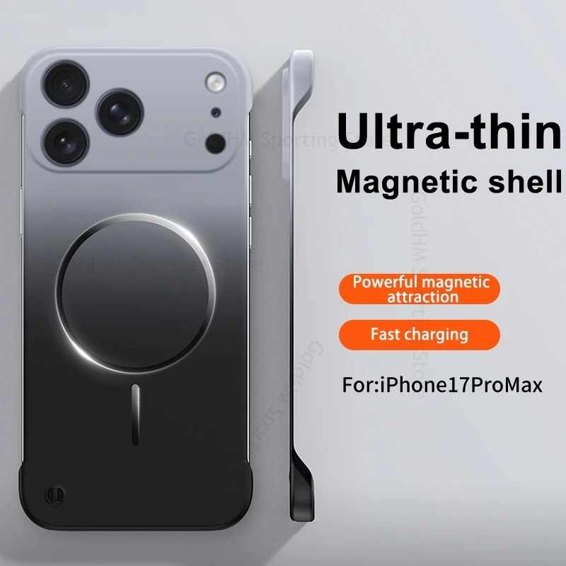 

Wireless Charging For Magsafe Gradient Case For iPhone 17 Air 16 Pro Max Frameless PC Magnetic Cover For Apple 17 16 15 Pro Max