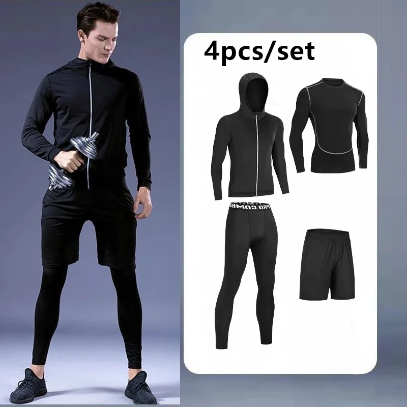 2024 Compression Sports Suit Men\'s Running Sets Yoga Gym Fitness Sportswear Basketball Tights Jogging Training Underwear Clothes