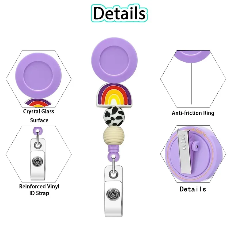 Imagem -03 - Arco-íris Silicone Beads id Badge Holder Design Artesanal Emblema do Trabalho Gfit para Médico e Enfermeira Charme Presente Novo