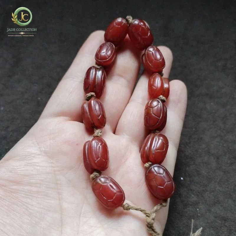 Tibetan Area Backflow Old Pulp of a String of Twelve Agate Fujia World Beads