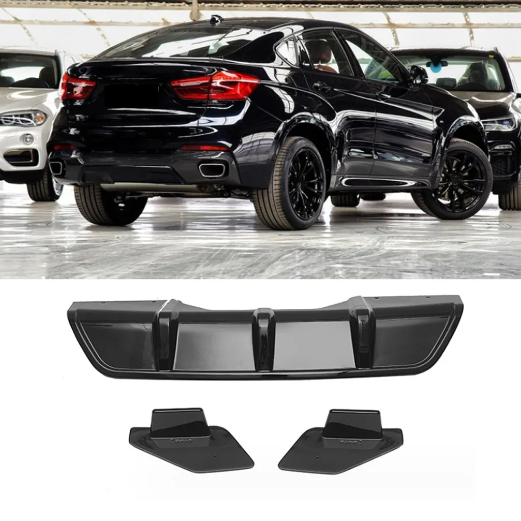 Rear Bumper Diffuser Exhaust Spoiler Splitters Lip For BMW X6 F16 M Sport SUV 2015 2016 2017 2018 ABS Gloss Black M Performance