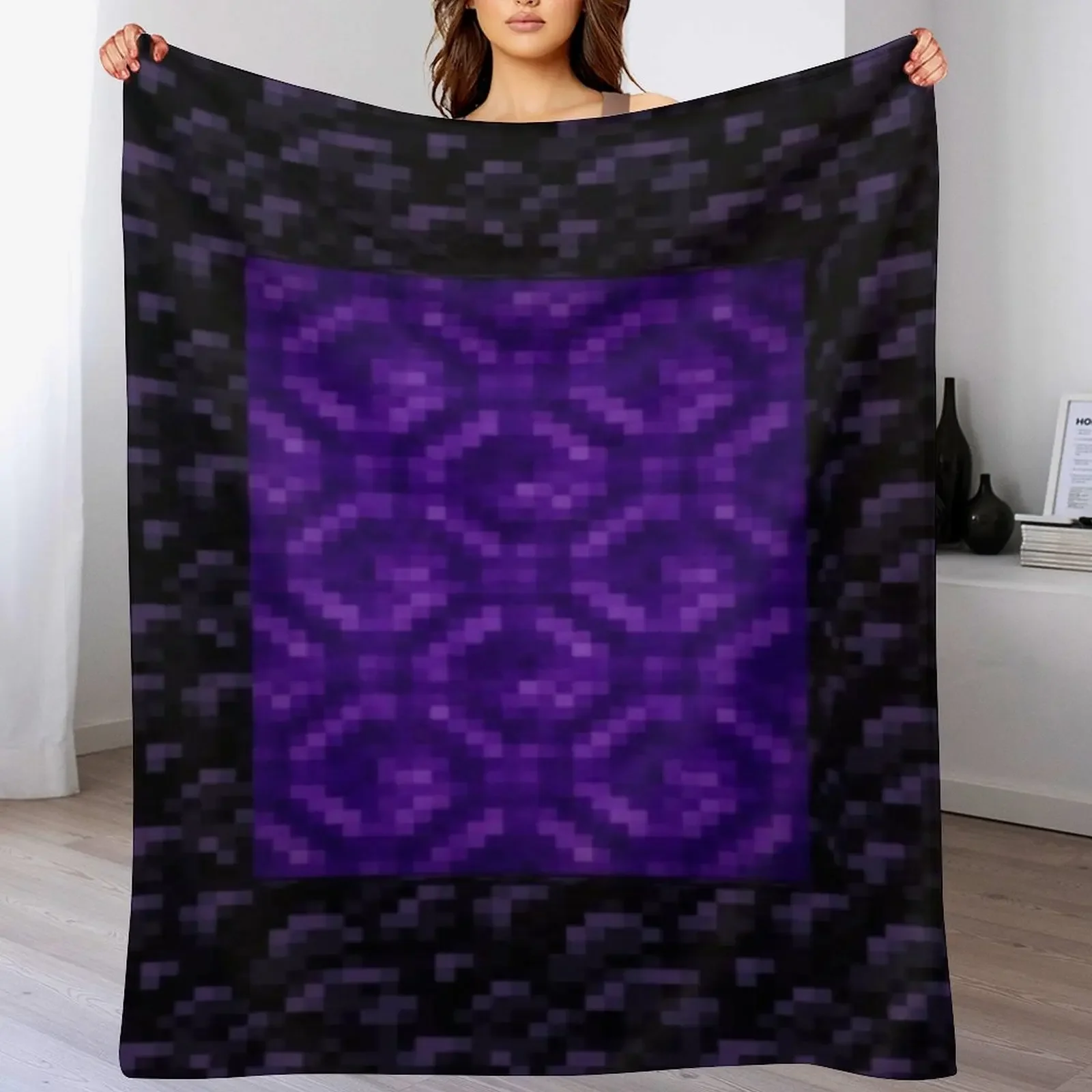 

Nether Portal Pixel Blanket Throw Blanket Plaid anime Sofa warm for winter Blankets