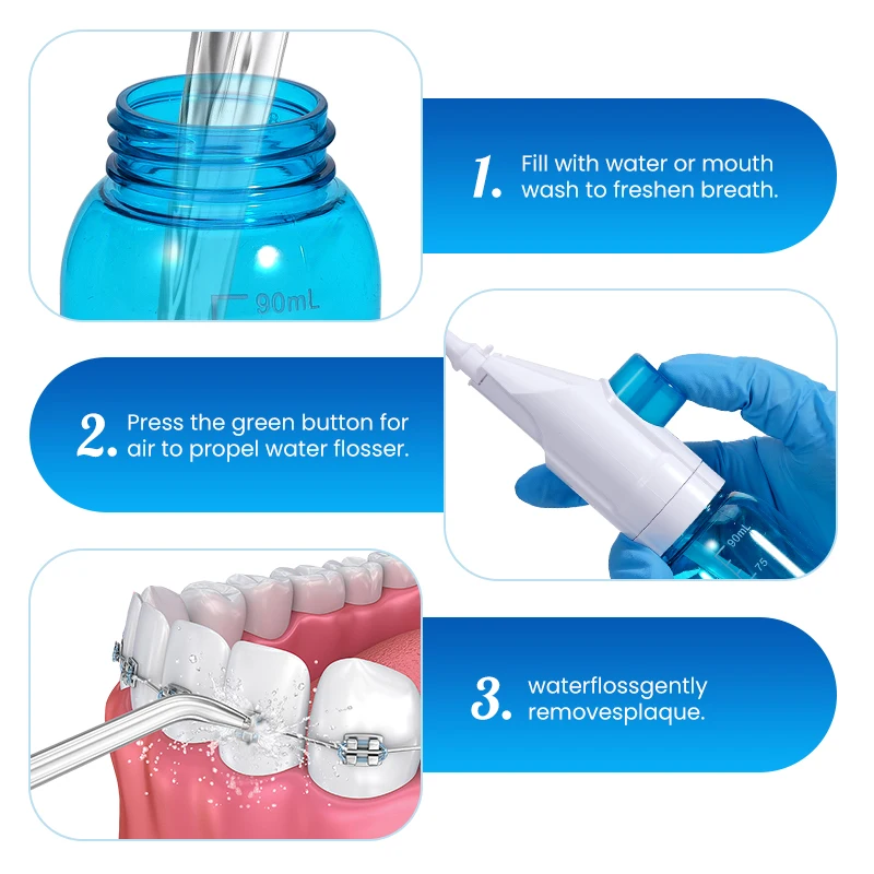 Portable High Pressure Oral Irrigator Household Manual Water Dental Floss Toothpick Style Deep Cleaning Water Flosser view 6