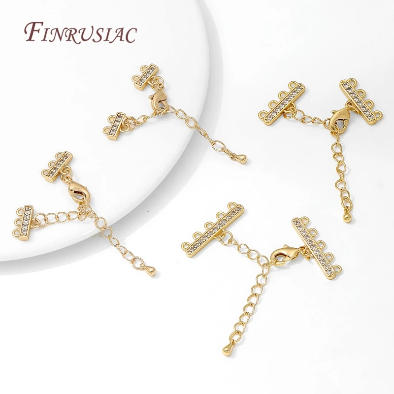 18K Gold Plated Brass Chains Extender For Jewellery,DIY 2-5 Rows Pearl Necklaces Making Accessories,Chain Connector For Jewelry image 2
