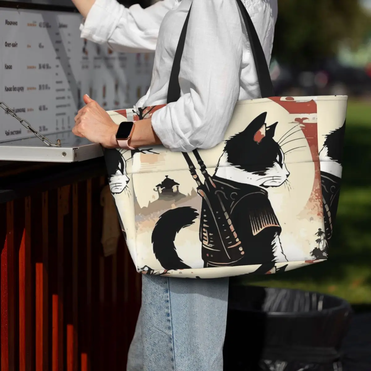 

Пляжная большая сумка с кошками, аниме, самурайский меч, спортивная сумка для спортзала, йоги, большая большая сумка, женская дорожная сумка, сумка для фитнеса