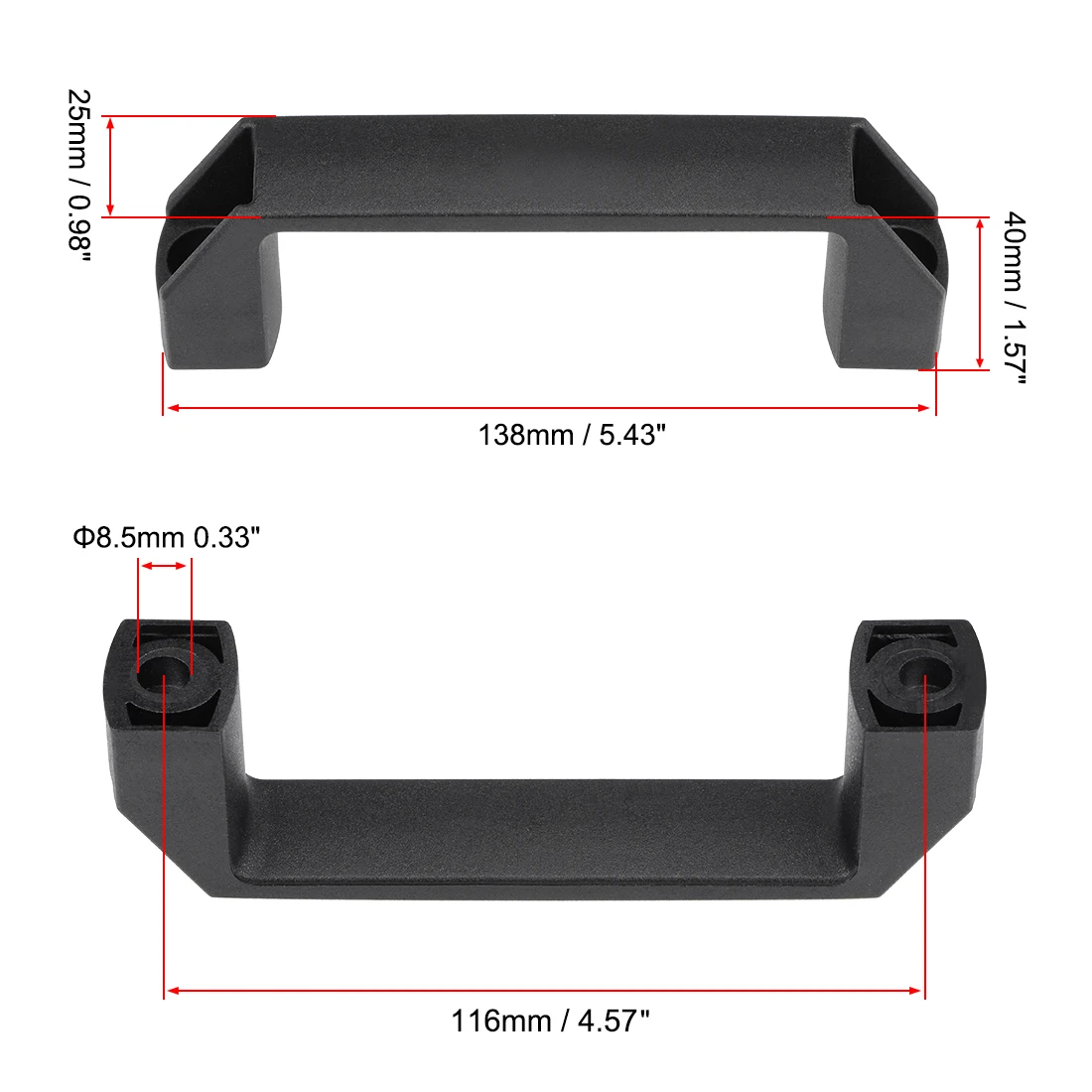 1/4Pcs Plastic Pull Handle 87mm/90mm/116mm/147mm Hole Centers for Luggage Case Mechanical Equipment Drawer Cabinet Handle Pull