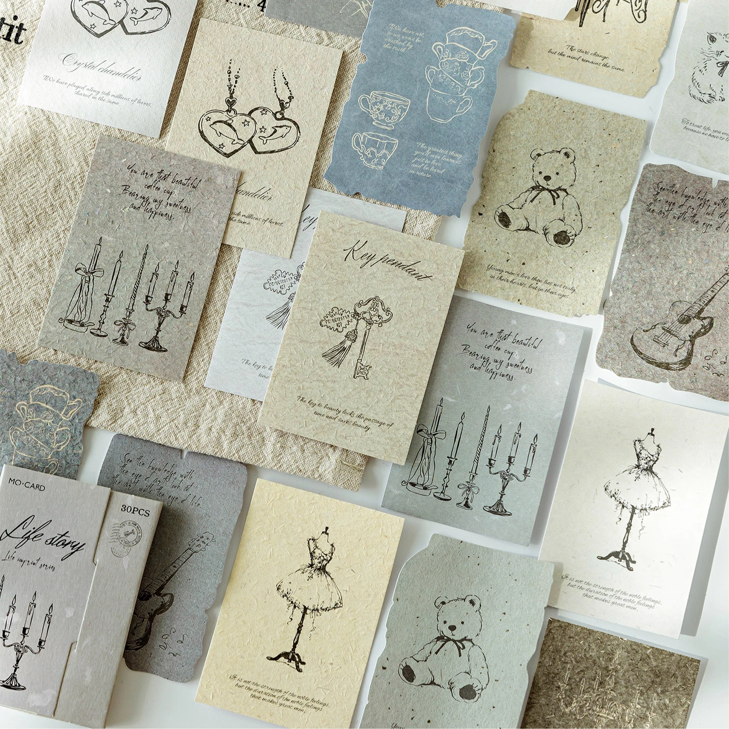 30pcs Light Retro Material Background Decoration  Sticker DIY Scrapbook Writing Paper Office School Stationery Decor Junk Journa