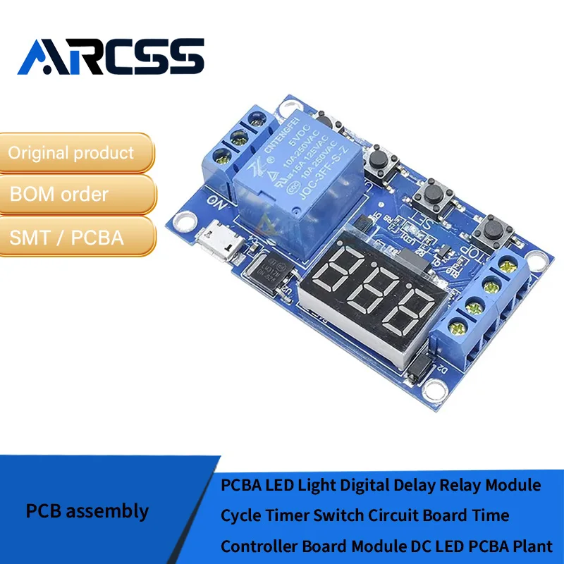 Pcba luz led módulo de relé de atraso digital ciclo temporizador interruptor placa de circuito módulo placa controlador tempo dc led pcba planta