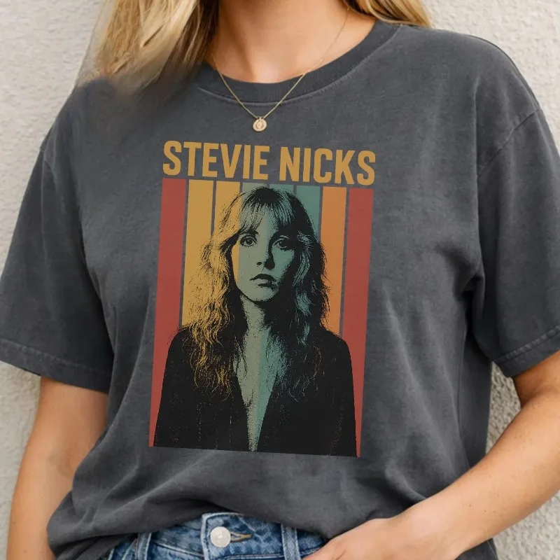 Stevie Nicks Retro Album Fan T-shirt Summer New Style Casual Fashion Suitable for Both Men and Women