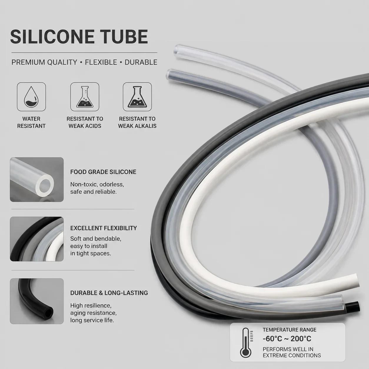 Food Grade Colored Silicone Hose ID2-12mm Non-toxic, Odorless, Anti Compression/high Elasticity/steam Pipeline Protection Hose.