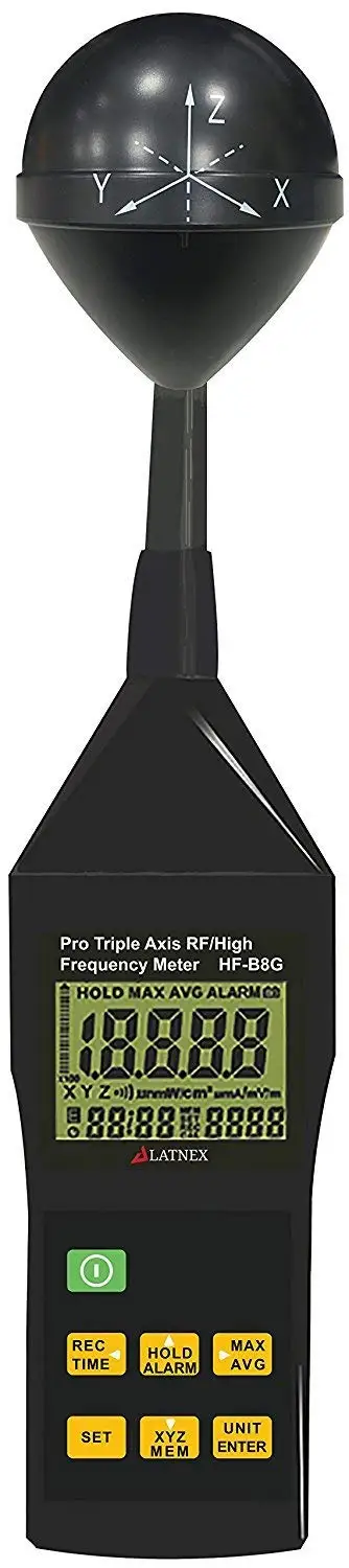 Meter HF-B8G High Frequency 10Mhz-8Ghz. Measures Wide-Range Electromagnetic Radiation from Cell Towers-Smart Meters-Wi-Fi-Cordle