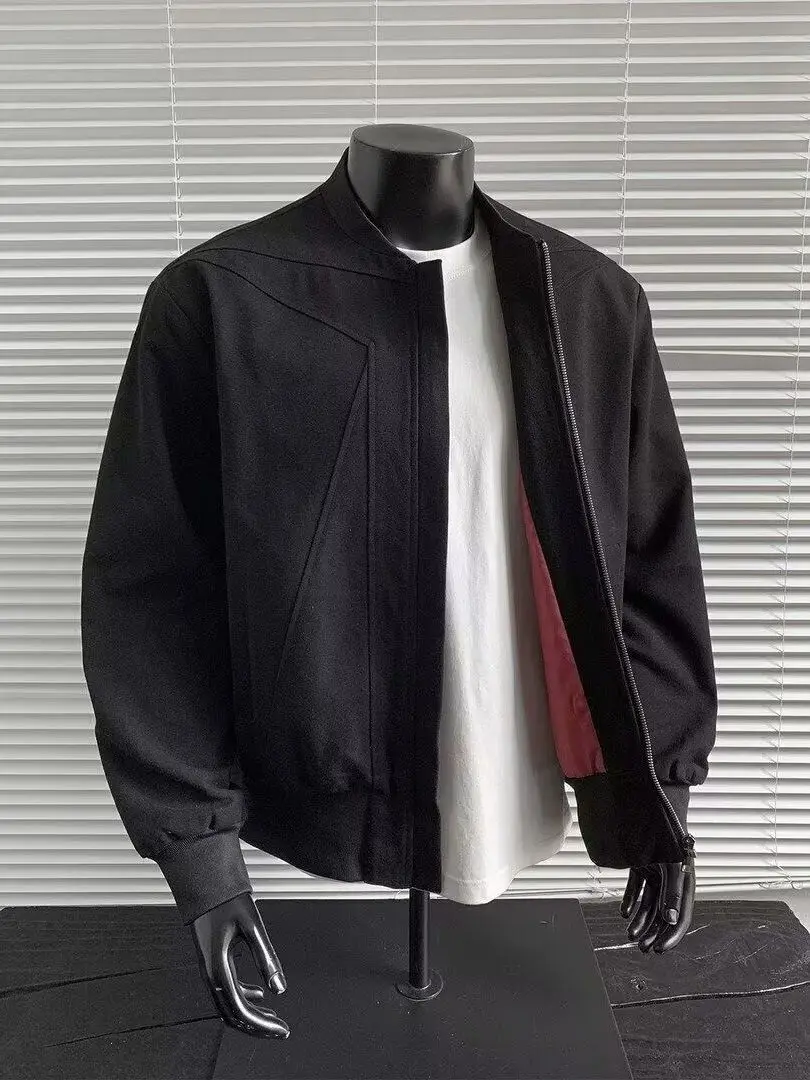 

American Sle ort Baseball Jaet Men's Faion oulder Padded Workwear Autumn Outerwear Zipper Loose Fit Youth Wear