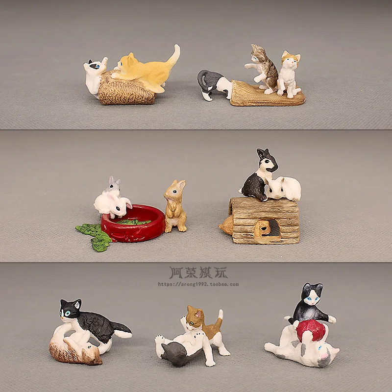 Cognitieve simulatie miniatuur diermodel speels kitten konijntje actiefiguren miniatuur ornament accessoires creatief speelgoed