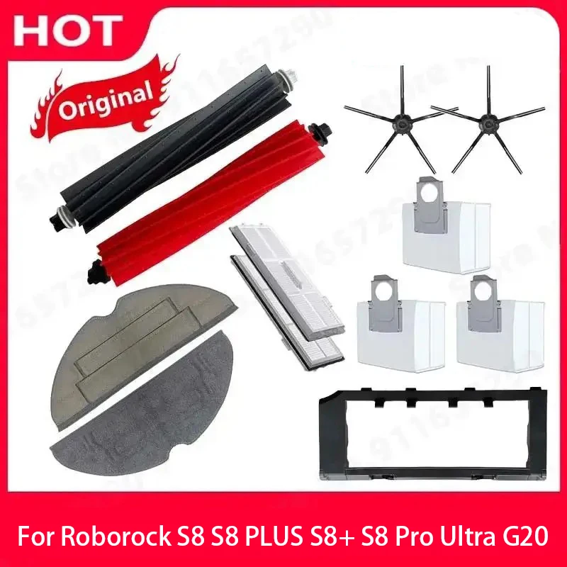 Roborock S8 PLUS S8+ S8 Pro Ultra G20 Ersatzteile Seitenbürste Hauptbürste Abdeckung Wischtuch Filter Staubbeutel Staubsauger Zubehör