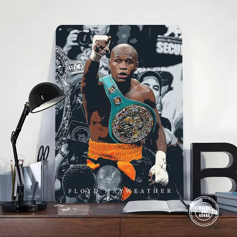 Floyd Mayweather Boxing Printed Poster Customized Retro Wall Art Vintage Metal Tin Signs for Home Office Decor Custom Plate Sign