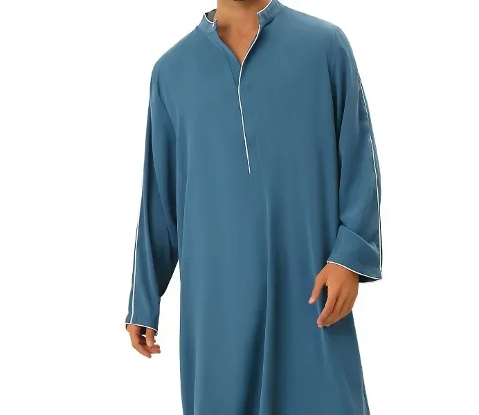 Pop ชายอาหรับเสื้อคลุมยาวซาอุดีอาระเบียผ้าฝ้าย Kaftan เสื้อผ้าอิสลามตะวันออกกลางมุสลิมแฟชั่นอาหรับ Abaya มุสลิมสไตล์เรียบง่าย