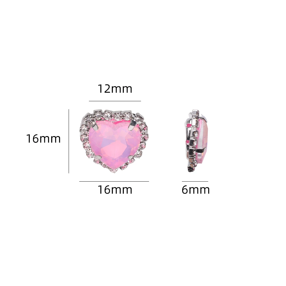 Love Crystal Buckle, Four Claw Diamond Surrounding Edge, Hand Sewn Diamond, DIY Jewelry Accessories, Clothing Material, 16mm New