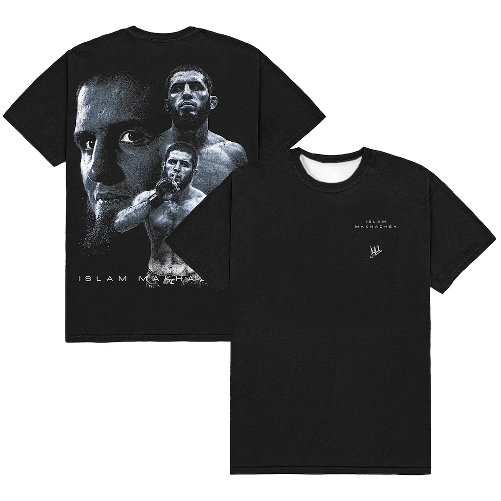 

Men's Black Islam Mahachev 3D Printed Sports T-shirt, Lightweight and Breathable Quick Drying Sports Top