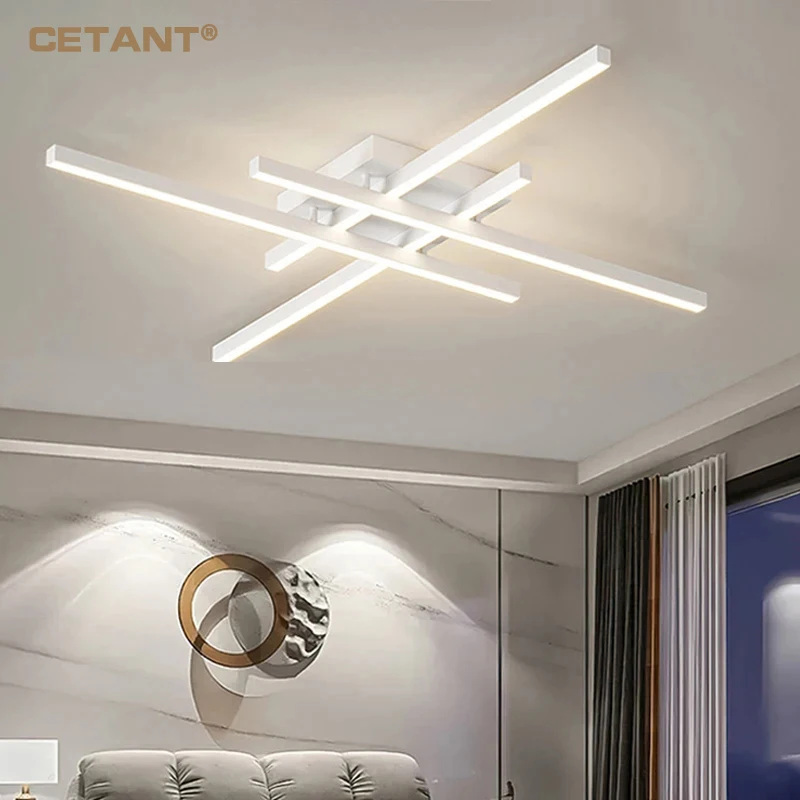 Plafonnier LED au design moderne, disponible en noir et en blanc, luminaire décoratif d'intérieur, idéal pour un salon, un restaurant, une chambre à coucher ou un hôtel