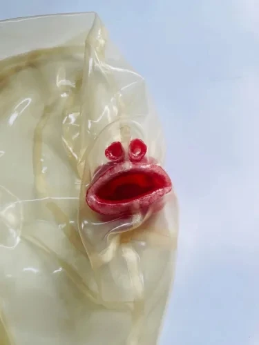 قناع لاتكس شفاف عيون مغلقة أنبوب أنف أحمر للأسنان