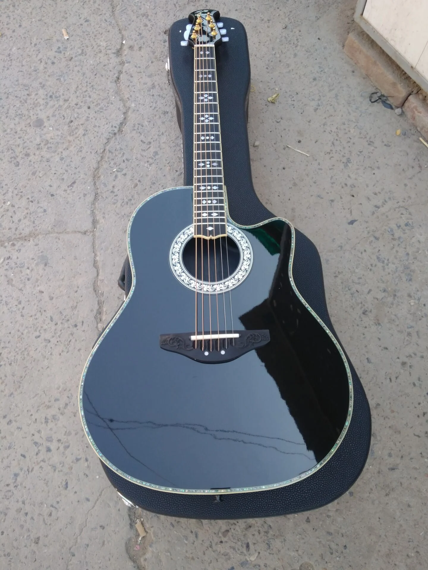 6 strings Ovation-guitar real abalone Ovation acoustic electric guitar carbon fiber tortoise shell back