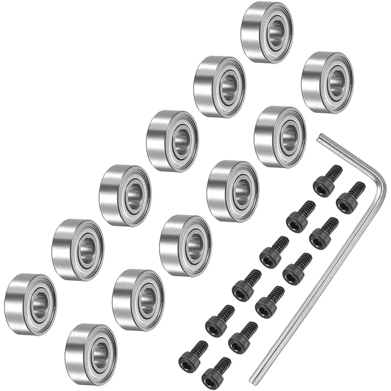 

New12pcs Bearing Accessory Kit 3/16 Inch I.D. 1/2 Inch OD Top Mounted Bearings For Router Bit ( 5-40 X 1/4 Inch Screws)