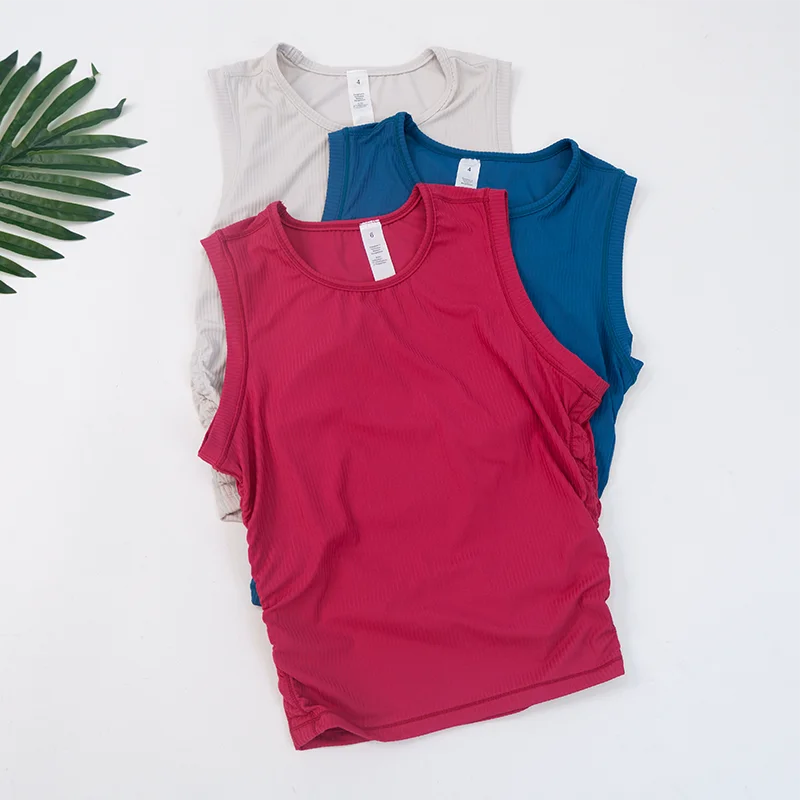 Sports yoga sleeveless vest, fitness running, high-quality ribbed breathable vest