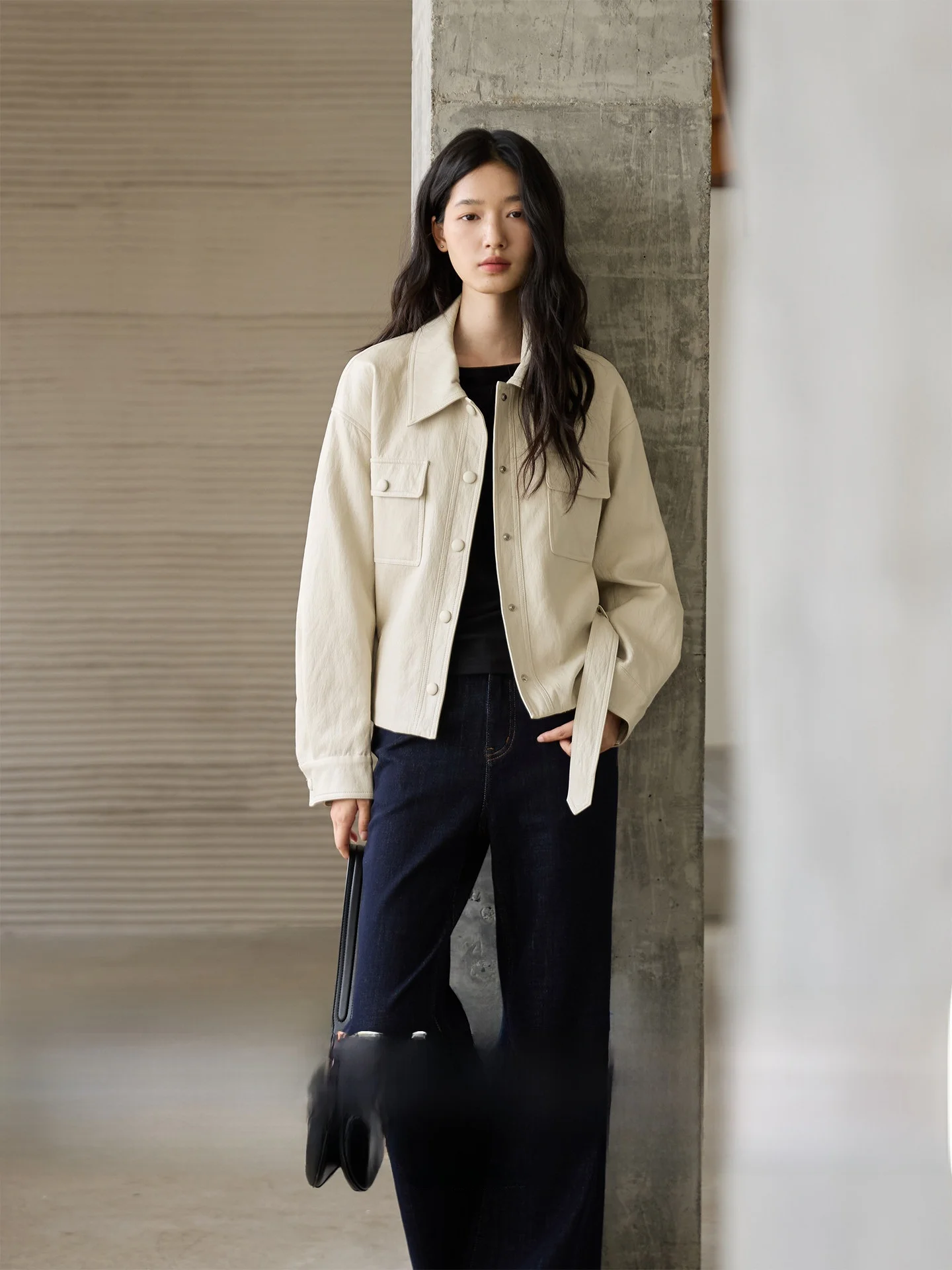 

Винтажная женская куртка Ginnkee из искусственной кожи с воротником-стойкой, короткое пальто с поясом, осеннее, повседневное, свободного кроя, ветрозащитное