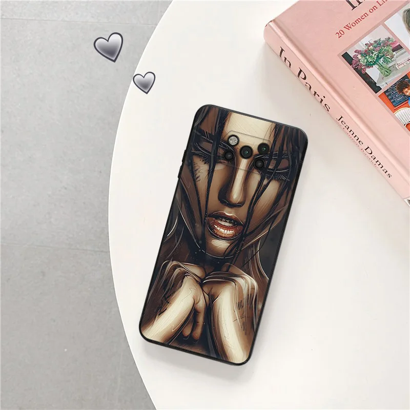 Phone Case for Xiaomi Poco F5 F4 F3 F1 C40 C50 C51 M5 M5S M4 M3 X3 X4 X5 Pro Sad Girl Tears Cartoon Soft Shell Black Cases Cover