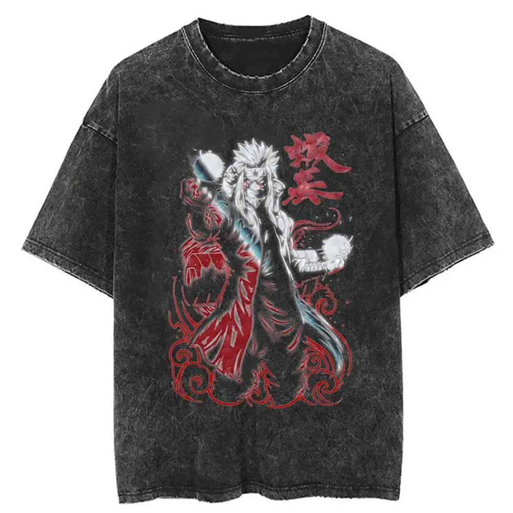 

Summer Trend New Washed and Aged Short-sleeved T-shirt, Naruto Anime American Retro Short-sleeved Cotton T-shirt