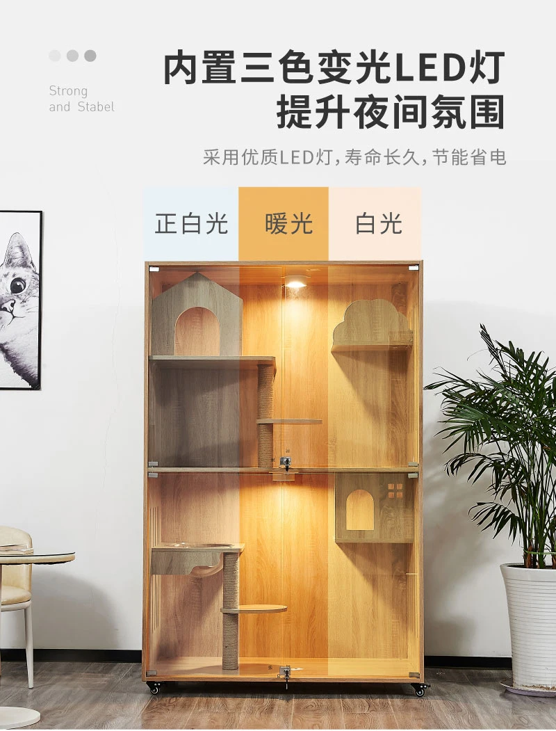 The product can be customized. Cat cage villa solid wood breeding cabinet custom home foster waterproof glass cat house