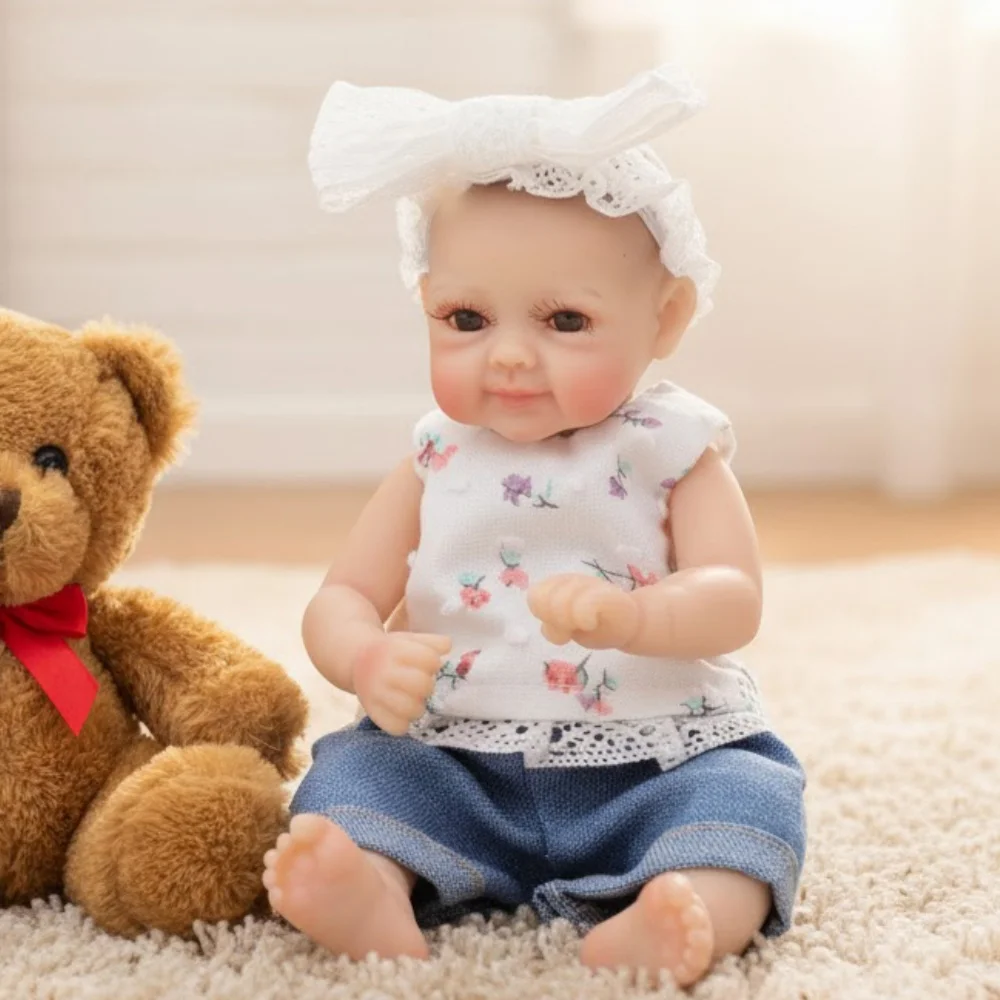 Cloveray 8 polegadas corpo inteiro silicone macio realista reborn bebê boneca super bonito sólido silicone boneca artesanal brinquedo original presente do miúdo