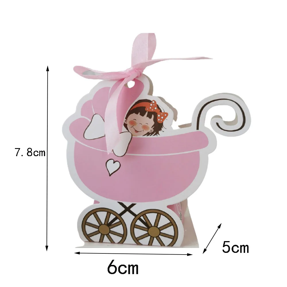 10/20/30 stücke Laser Cut Kinderwagen Candy Box Baby Wagen Favor Geschenk Box Baby Dusche Tasche Mit Band geburtstag Party Favor Liefert – Detail 4