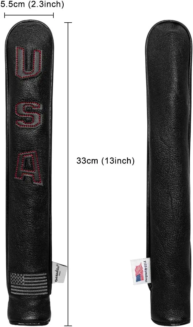 Golf USA Patriotic Well Made Red Blue White Leather Alignment Stick Cover Holder 13' Hold at Least 2 Sticks American Flag Sticks